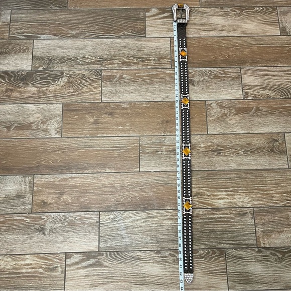 Rhinestones Brown Leather Western Belt main image 8